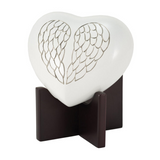 In Our Hearts Infant Cremation Urn Angel Wings In Pearl White