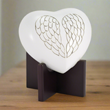 In Our Hearts Infant Cremation Urn Angel Wings In Pearl White