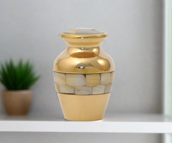 Elite Mother of Pearl Small Urn For Human Ashes