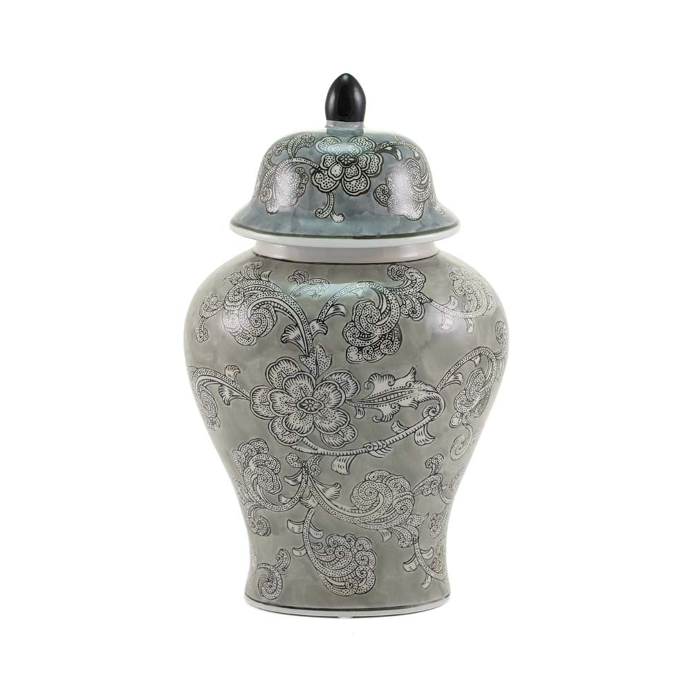 Urne Funéraire Argentée Gravée Motif Floral - Blanc Perle, 17,8 X 17,8 X 25,4 Cm, Capacité 220 Cm³