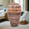 Tall Bamboo Cremation Urn in Black Lined Pink