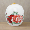Red Peony Ceramic Cremation Urn in Large