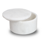 Taj Mahal Real Marble Cremation Urn Circular Small Keepsake Box with Opening Lid