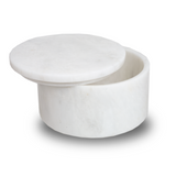 Taj Mahal Real Marble Cremation Urn Circular Small Keepsake Box with Opening Lid