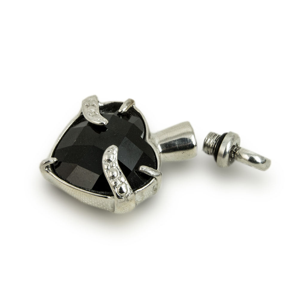 Obsidian Heart Cremation Jewelry Pendant