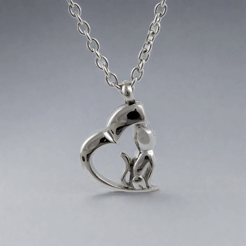 Cremation Pendant With My Cat, My Heart Design