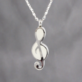 Silver Cremation Necklace With Treble Clef