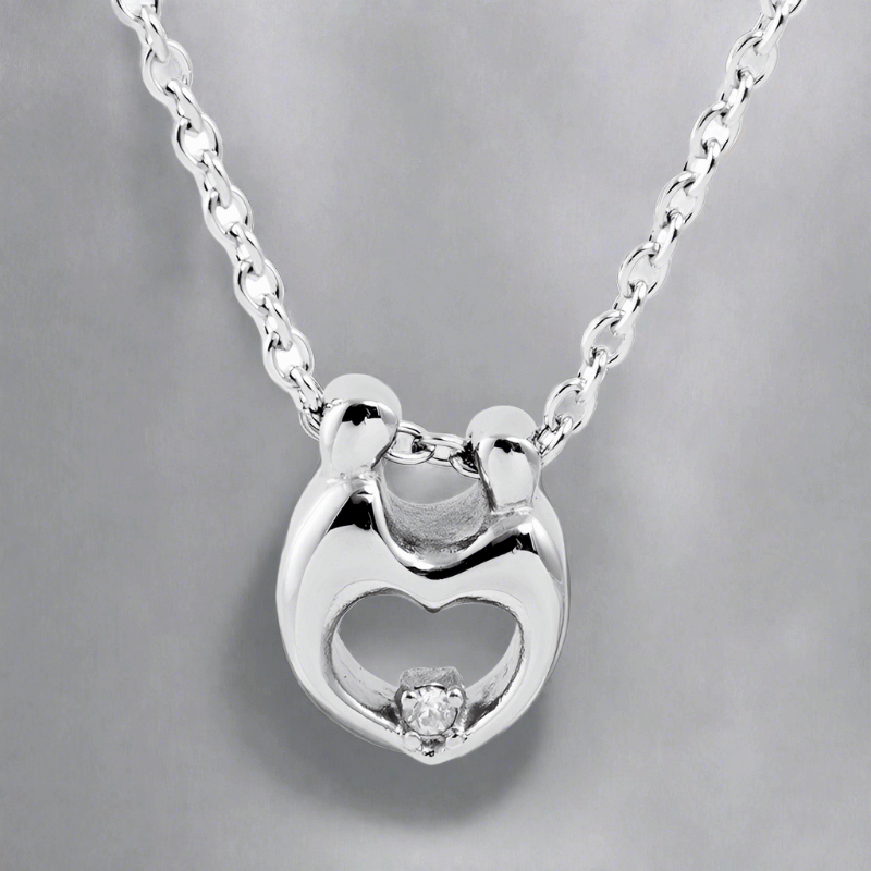 Cremation Necklace With Crystal Clear Heart