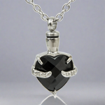 Obsidian Heart Cremation Necklace Human for Ashes