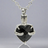 Obsidian Heart Cremation Necklace Human for Ashes