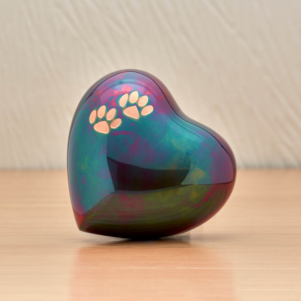 Arielle Raku Pet Paw Heart Keepsake and Cat Urn