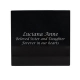 Black Marble Box Cremation Urn with Engraving
