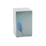 Impressions Pewter Cremation Urn with Blue Take Flight Feather