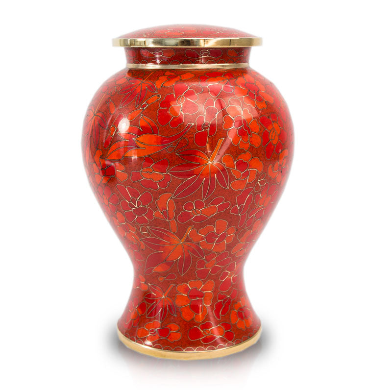Autumn Leaves Cloisonne Cremation Urn