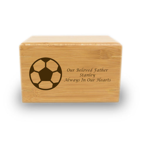 Soccer Ball Cremation Urn - Bamboo Box
