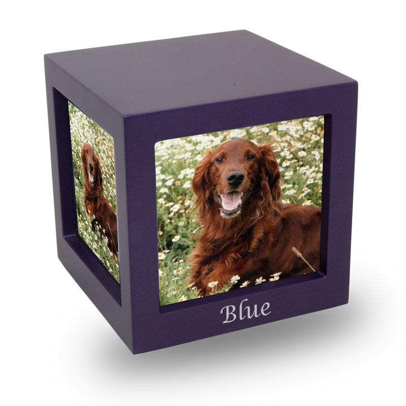 Violet Photo Cube Cremation Urn - Medium