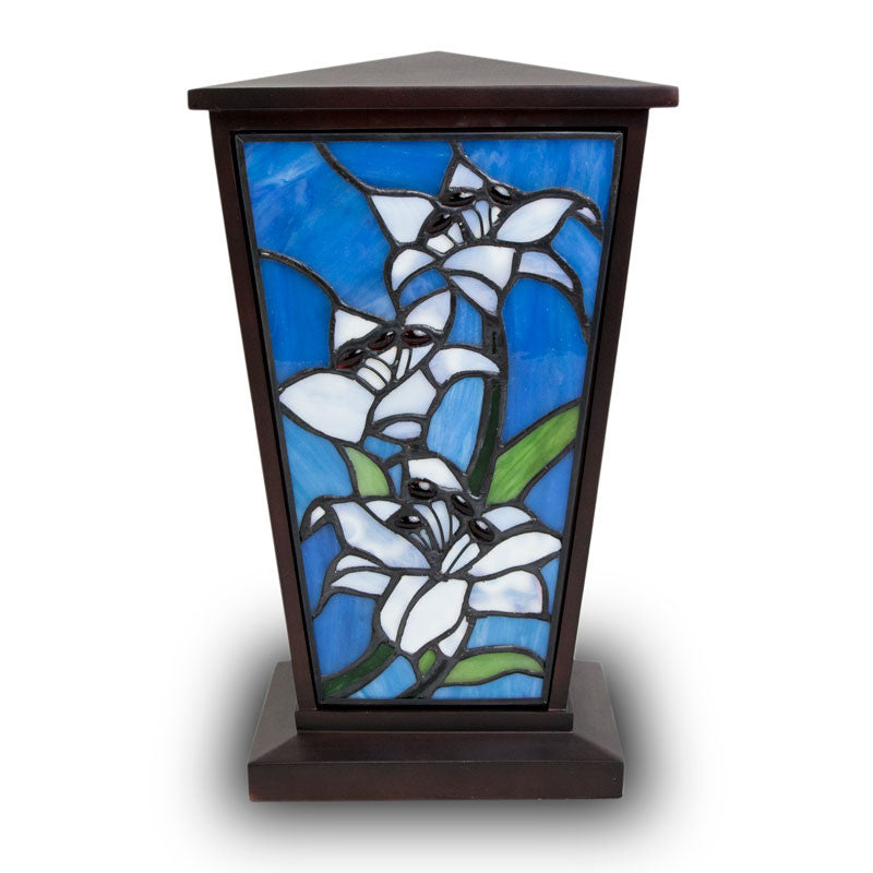white lily urns OneWorld Memorials Lily Stained Glass Memorial Urn for Adults - Large - Holds Up to 200 Cubic Inches of Ashes