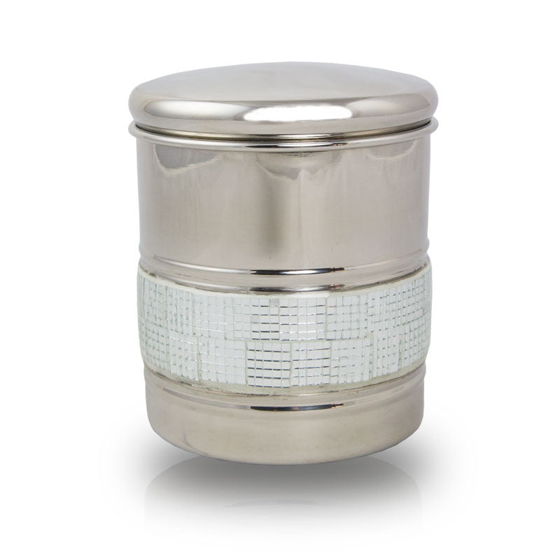 Metal Pet Cremation Urn - Silver Sparkle