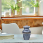 Light Blue Banded Small Urn for Ashes Lifestyle