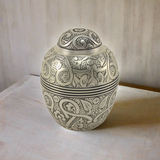 Silver Embossed Pet Urn in Small