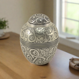 Silver Embossed Pet Urn in Small