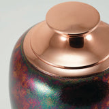 Lennox Textured Raku brass cremation urn detail image.
