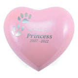 Arielle Pink Pet Paw Heart Keepsake featuring personalization.