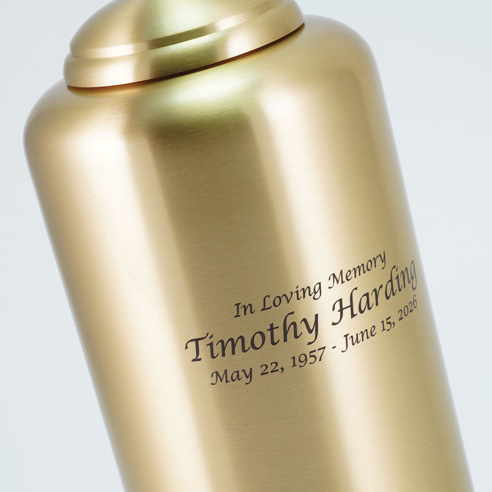 Lexington Bronze Cremation Urn detail image with engraving.