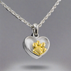 Golden Paw Cremation Heart Necklace