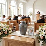 Floral Grecian Cremation Urn in Pewter