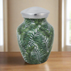 Bamboo Leaves Enamel Finished Cremation Urn In Small