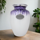 Purple and White Enamel Finished Cremation Urn in Extra Large