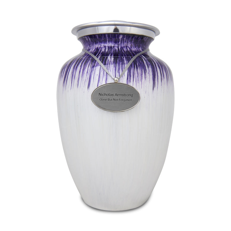 Purple and White Enamel Finished Cremation Urn in Extra Large