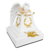 White With Gold Weeping Angel Urn in Large