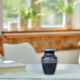 Metallic Blue Banded Keepsake Urn