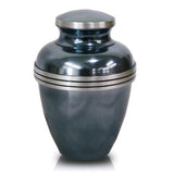Metallic Blue Banded Cremation Urn in Large