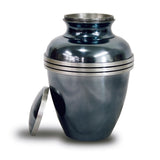 Metallic Blue Banded Cremation Urn in Large
