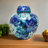Blue Floral Cremation Urn In Large