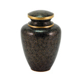 Stunning Black, grey, and onyx cloisonne cremation urn featuring a floral motif with gold accents, main image. 