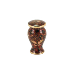 Brown butterfly cloisonne cremation keepsake with gold accents, main image.