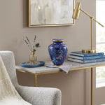 Nouveau Butterfly Cloisonne Urn - Extra Small with gold accents in a home decor setting on a table.
