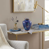 Nouveau Butterfly Cloisonne Urn - Extra Small with gold accents in a home decor setting on a table.