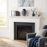 Large Enamel Finished Metal Alloy Cremation Urn - Dark Blue in a home decor setting above a fireplace.