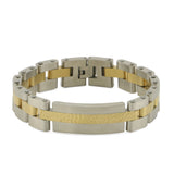 Two-tone metal memorial bracelet with gold and silver links main image.