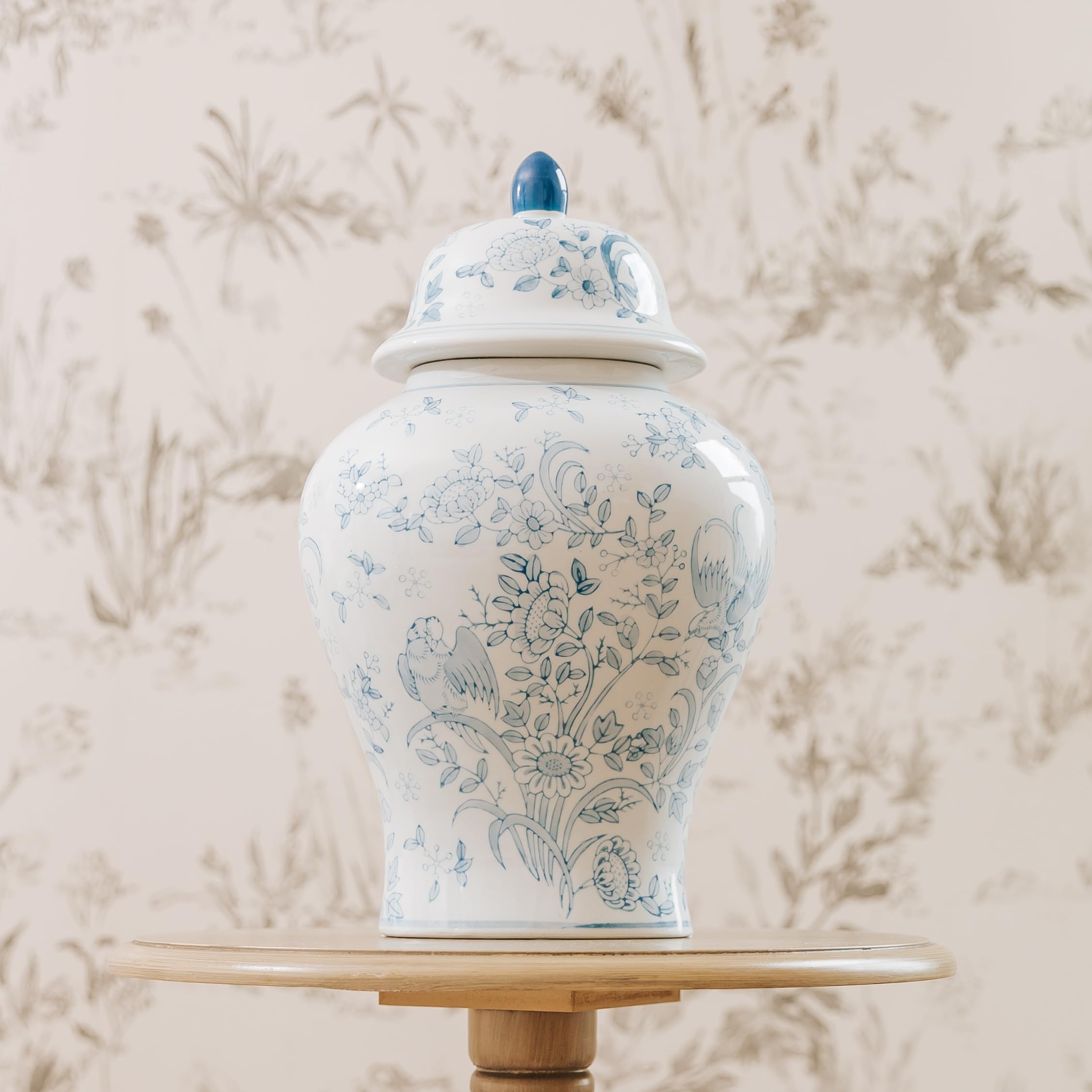 Blue Bird Ceramic Temple Cremation Urn