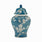 A blue ceramic urn featuring a delicate plum blossom design main image.
