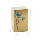 Cascade Bronze Cremation Urn With Blue & Yellow Butterflies