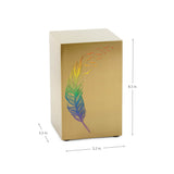 Cascade Bronze Cremation Urn With Rainbow Take Flight Feather