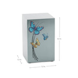 Cascade Pewter Cremation Urn With Blue & Yellow Butterflies