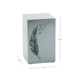 Cascade Pewter Cremation Urn with Black Take Flight Feather